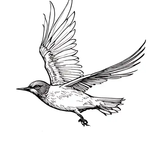 Fine Line Bird Flying