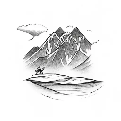 Mountain With A Lake And A Baseball