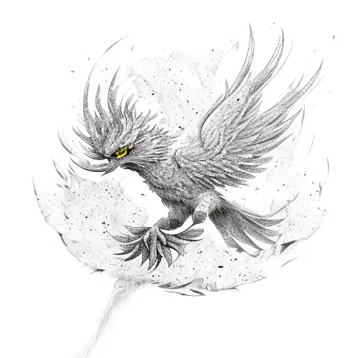 Phoenix Coming Out Of Ash With Flower Petals Around It