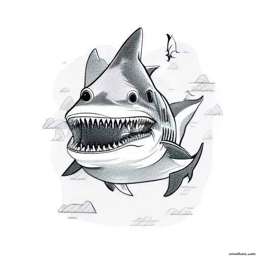 A Bored Shark Working On A Office