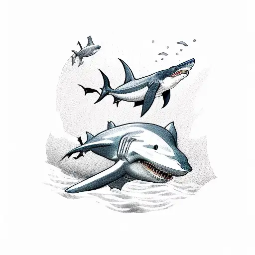 Navy Diver Riding A Shark