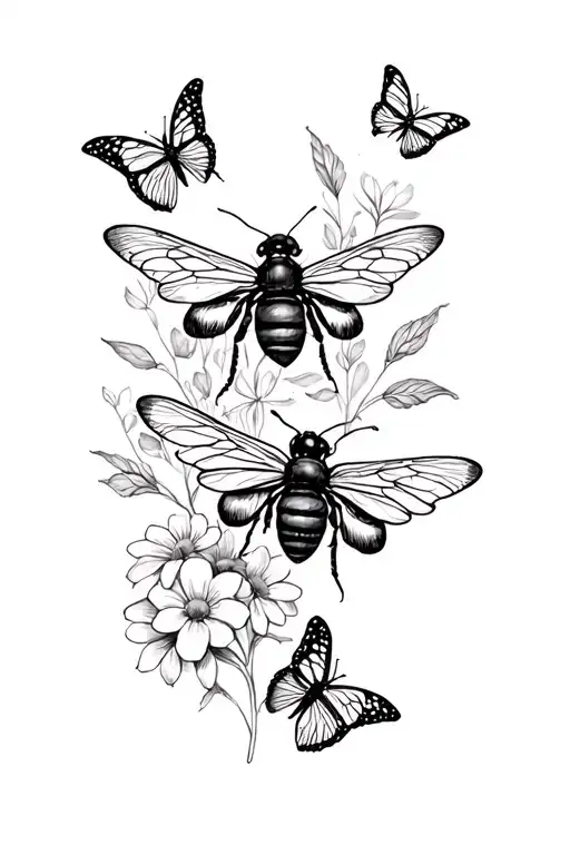 Bees Butterflies Dainty Flowers