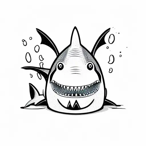 A Sad Shark Wearing A Suit Working On A Office