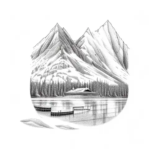 Mountain With A Lakea And Baseball Field