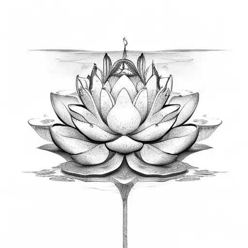 Lotus Flower With Root In Mud
