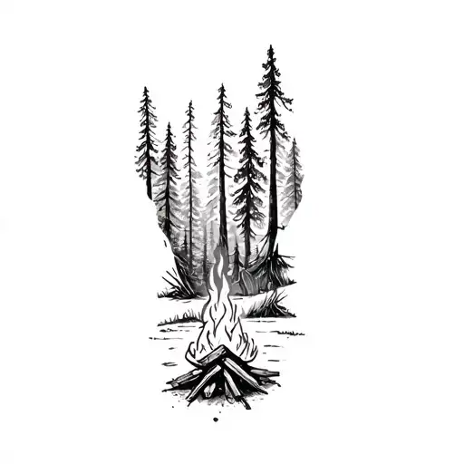 A Campfire In A Forest