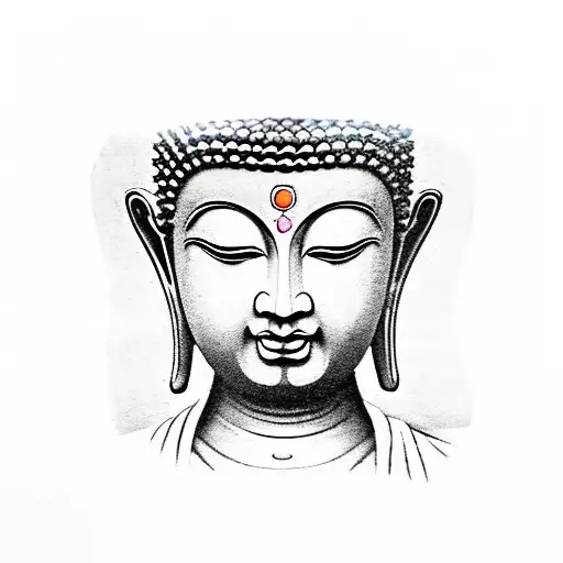 Half Buddha Body With Pecock Feathers Coming Out From The Cross Section Of The Buddha