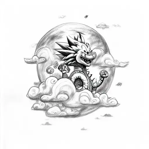 Dragonball Z Clouds With A Dragon And Monkey