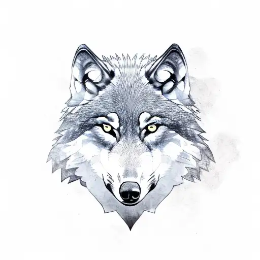 Wolf With Wood And Eagle In Background