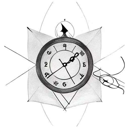 Arrow With Clock In The Middle Of The Arrow And Karma Symbol At The End Of The Arrow