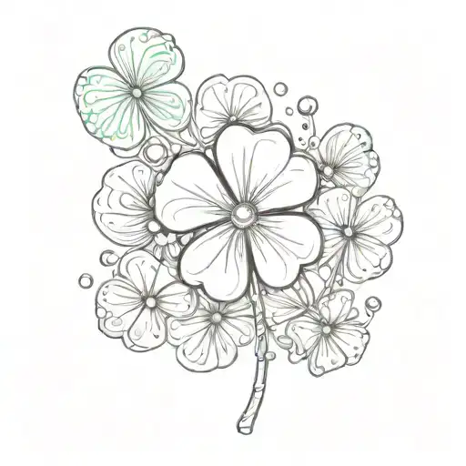 Four Leaf Clover With Crystals And Coins