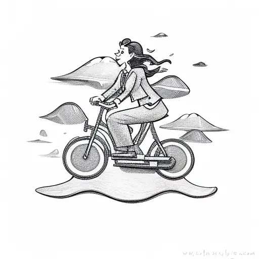 Businesswoman Riding A Money Wave