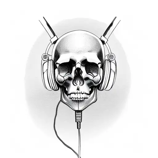 A Skull Wearing Headphones And Smoking A Joint