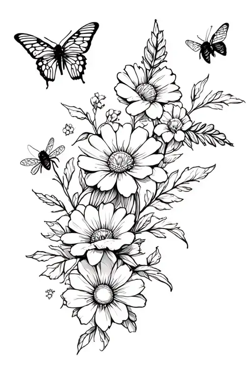 Bees Butterflies Dainty Flowers