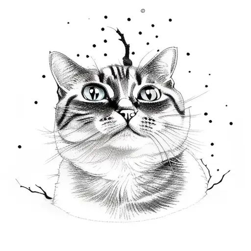 A Cat Sitting On A Tree Branch With A Magical Universe In The Background