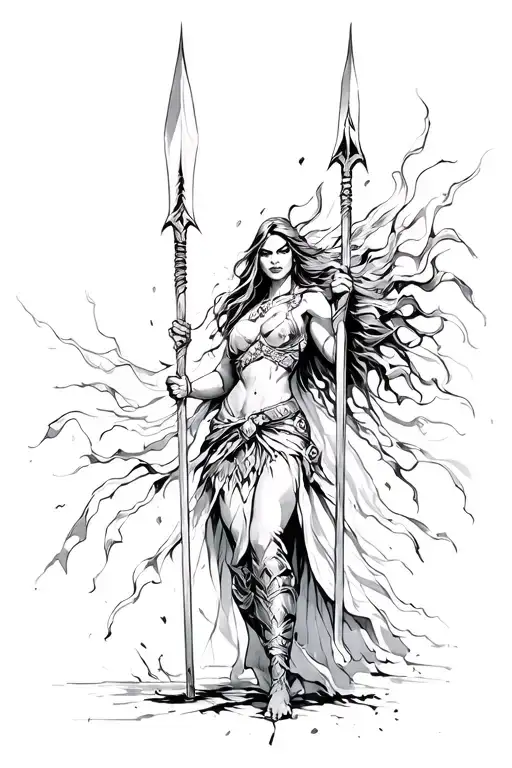 Ares As A Women With Spear