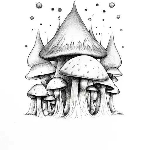 A Mystical Forest With Towering Mushrooms And Fairies Dancing Among Them