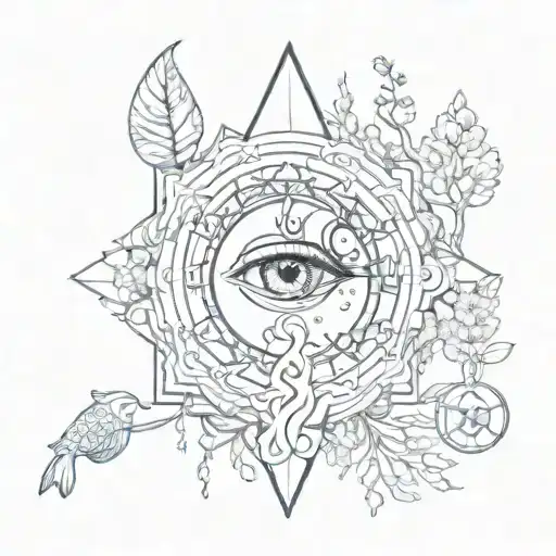 Luzzu Eye And Aquarius Zodiac Sign With Tree Of Life