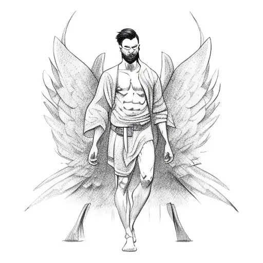 Angel With Wings Without Shirt Men