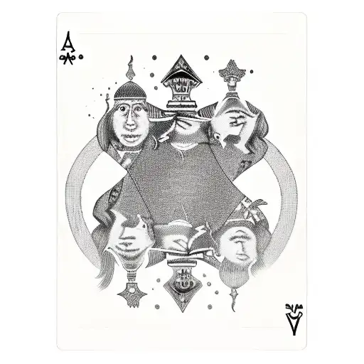 A Sketch-style Portrait Of The King Of Spades And Five Of Spades With Their Faces Merging Into One
