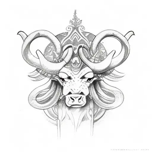 A Sketch-style Tattoo Depicting The Duality Of Taurus And Gemini Personalities
