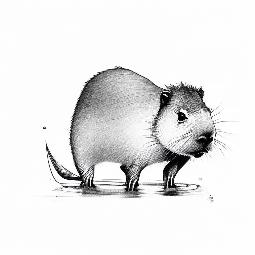 Small Capybara In Water