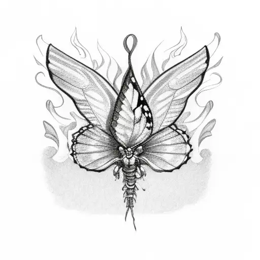 Butterflys On Fire Flying From Skeleton Hand Small