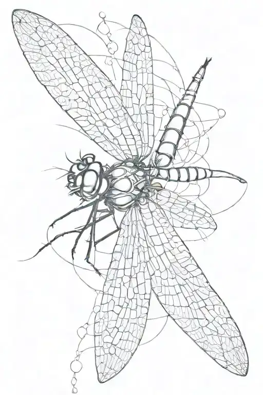 Dragonfly From Top View Etched