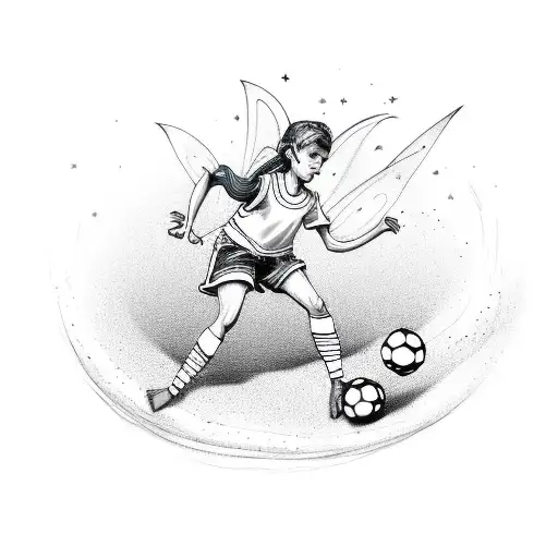 A Whimsical Scene Of Fairies Playing Soccer With Mismatched Socks On Their Feet