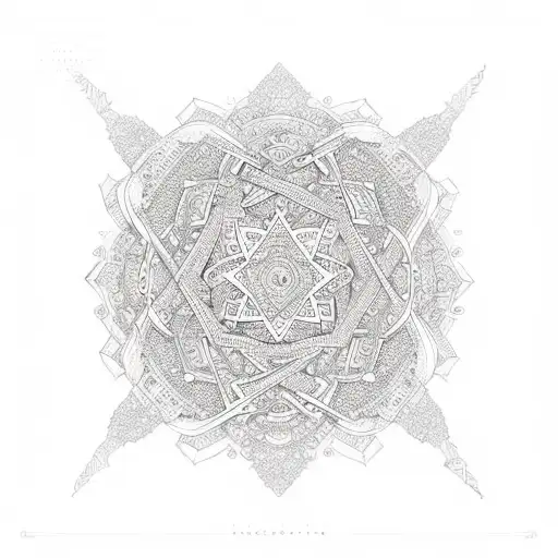 An Intricate Coding Symbol Intertwined With Vibrant Indian Patterns