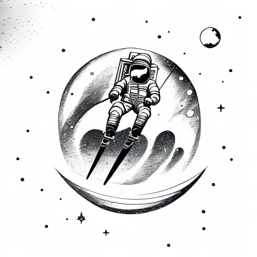 Skiing Astronaut On A Galaxy