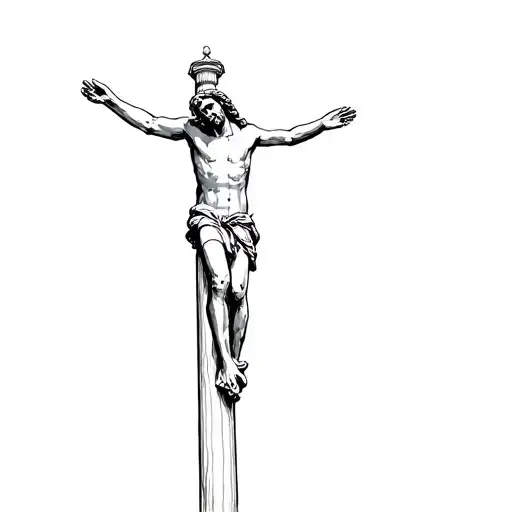 A Statue Of Jesus On A Pole