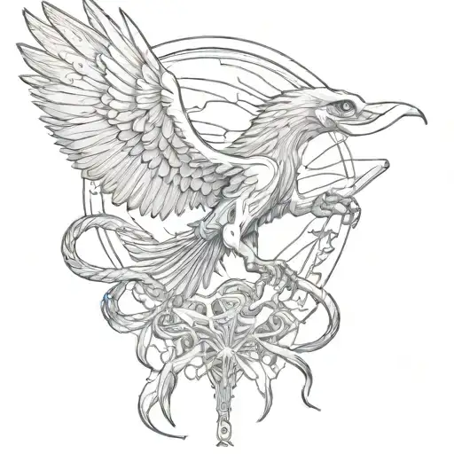 Skeleton Eagle Catching Skeleton Snake