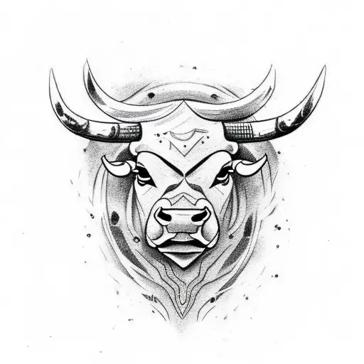 Bull Face Tattoo With The Left Half Of The Face To Be Calm And Right Half To Be Angry