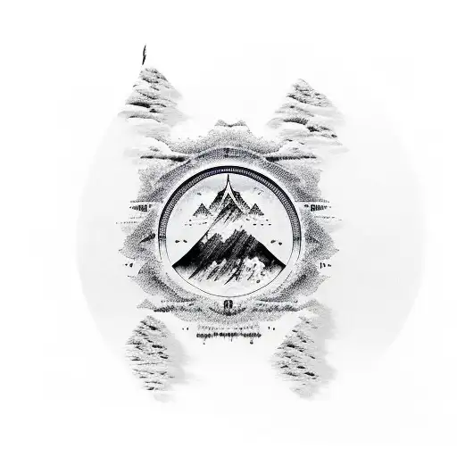 A Mountain Range With Tibetan Script Representing The Word 'Peace'