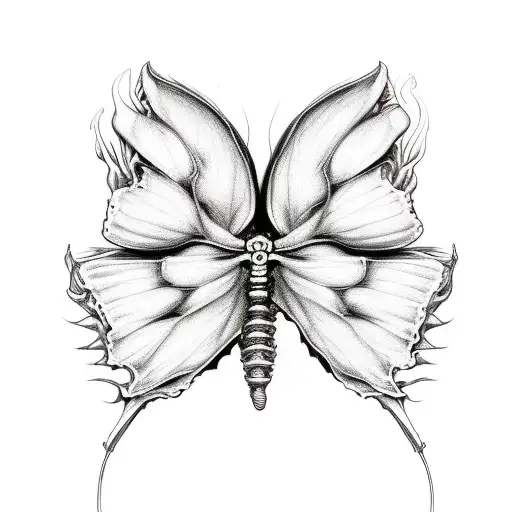 Butterflys On Fire Leaving Skeleton Hand