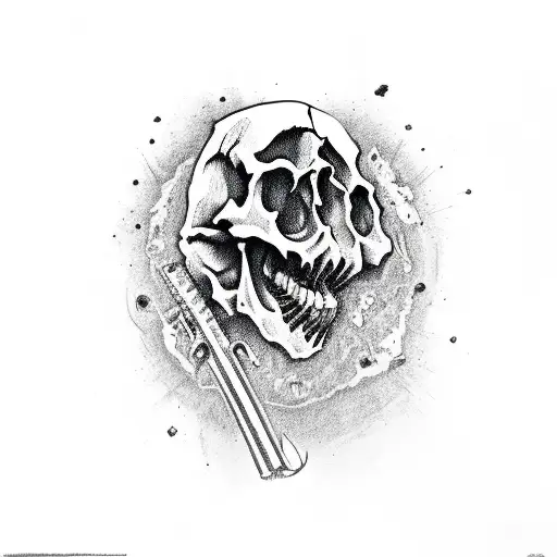Skull With Horror Movie Weapons