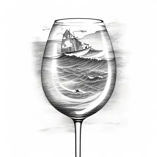 Wine Glass With Ocean In It