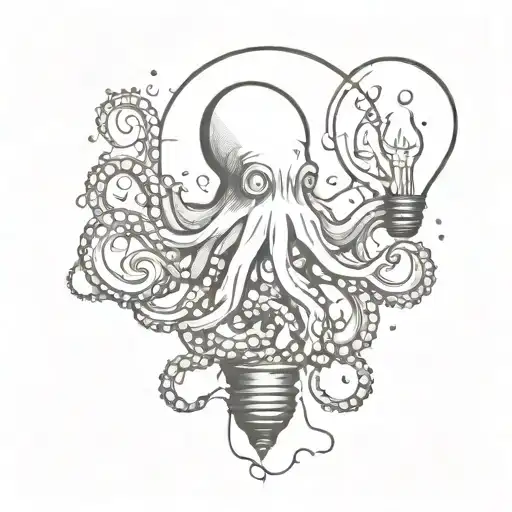 Octopus Emerging From Broken Glass Of A Light Bulb