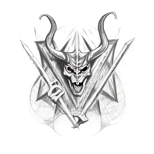 A Horror Movie Scene With A Satanic Symbol Incorporated In Sketch Style