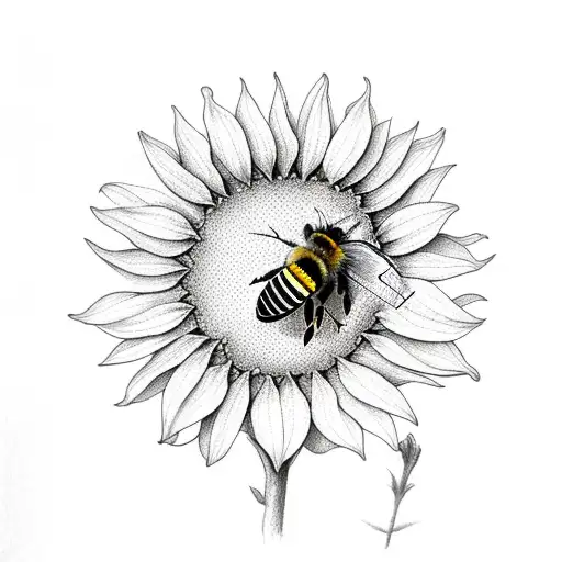 A Bee And A Butterfly And A Sunflower