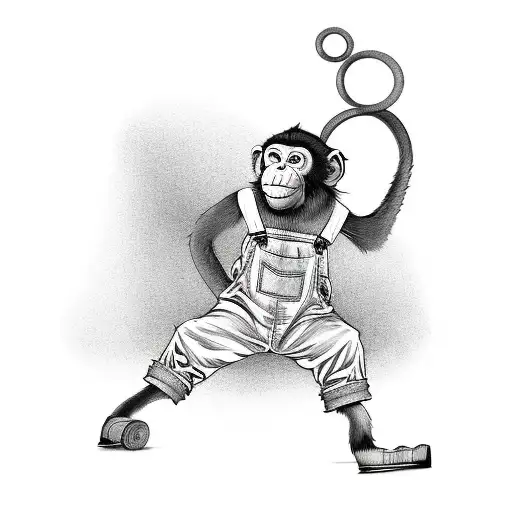 Monkey With Dungarees And Rollerblades