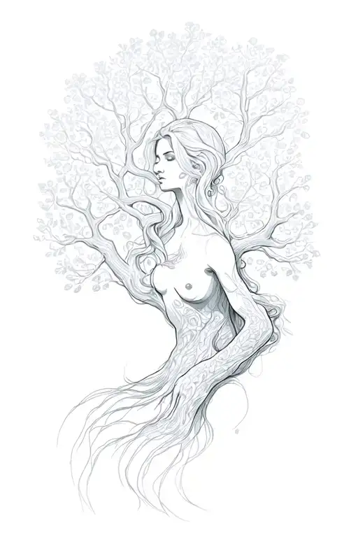 Woman Morphing Into Tree