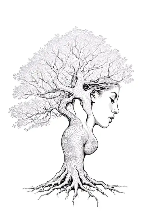 Woman Morphing Into Tree