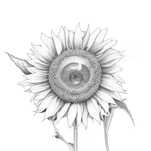 Rose And Sunflower Growing Together With A Sun In The Background