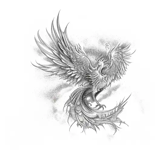 Phoenix Rising From Ashes On A Twilight