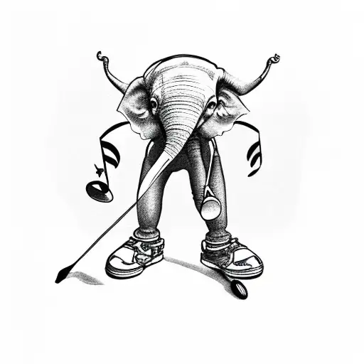 Dumbo With Music Notes Coming Out Of Trunk