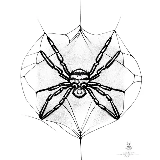 A Spider Web With Asymmetrical Lines And With Eyes