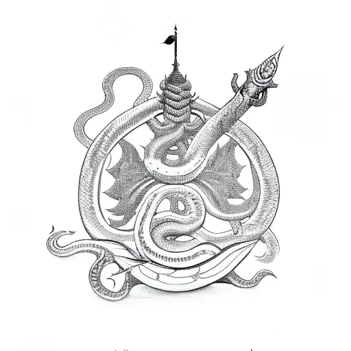 Lord Shiv Trident With Snake