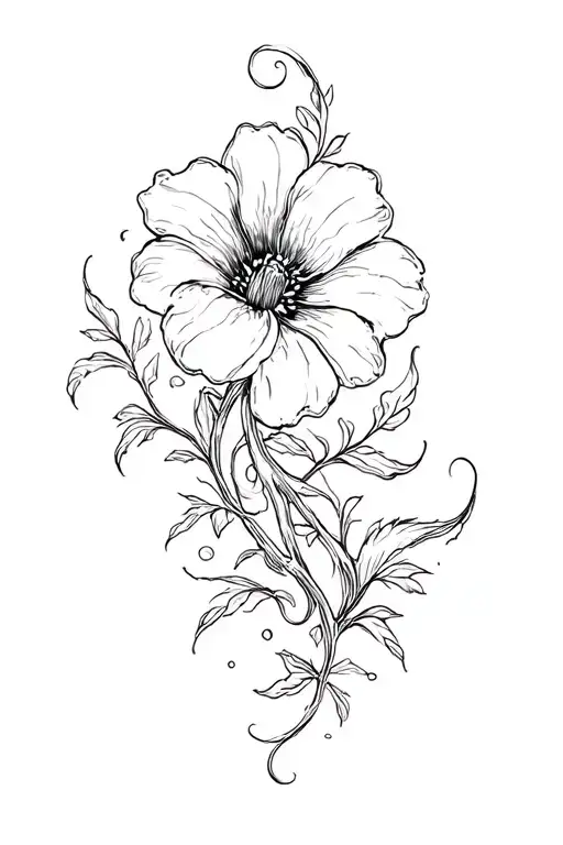 Swirling Moonflower Vine Thin Lines